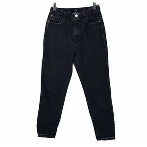 Missguided Womens Size 0 Short Black Wash Mom Jeans High Waisted Tapered Cotton
